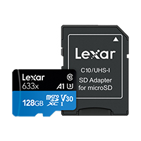 Карта памяти LEXAR 128GB microSDXC UHS-I Class 10. с адапетром SD (LSDMI128BB633A)