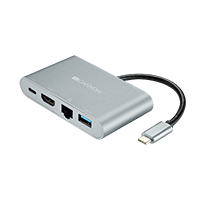 Док-станция мультипортовая CANYON 5в1, USB Type C:2xUSB 3.0 Type A/Ethernet output/4K HDMI/USB-C (Silver)